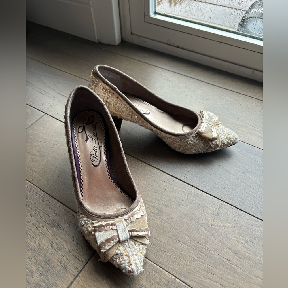 Poetic License tweed princess style pumps - Day Lily Taupe